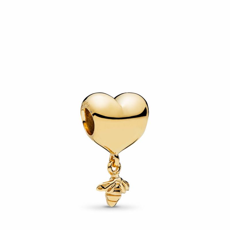 Pandora Australia Shine™ Heart & Bee Charm - 18ct Gold Plated | BCKEWH349